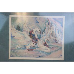 Jody Bergsma Matted Print Never Let Go of Love Winter Sparkle Kid Swan Ice Castl